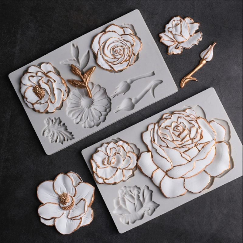 Rose Flowers silicone mold Cake Chocolate Mold wedding Cake Decorating  Tools Fondant Sugarcraft Cake Mold