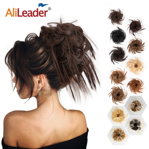 Alileader Hot Selling Curly Hair Bun Elastic Rubber Band Donut Synthetic Short Curly Tail Extensions Messy Scrunchie Chignon Bun ► Photo 1/6