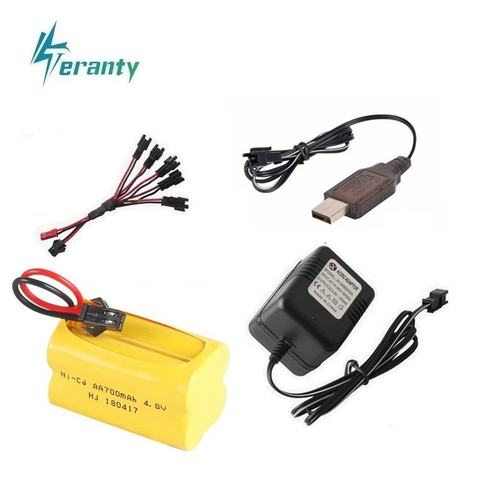 ( T Plug ) 4.8v Ni-cd Battery and charger For Rc toys Cars Tanks Robots Boats Guns 4* AA 700mah 4.8v Rechargeable Battery Pack ► Photo 1/3