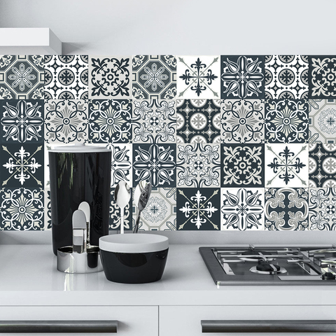 Portuguese Style Ceramic kitchen Tiles Abstract Pattern Wall Sticker Home Decoration Wallpaper Wall Background Art Wall Decals ► Photo 1/6