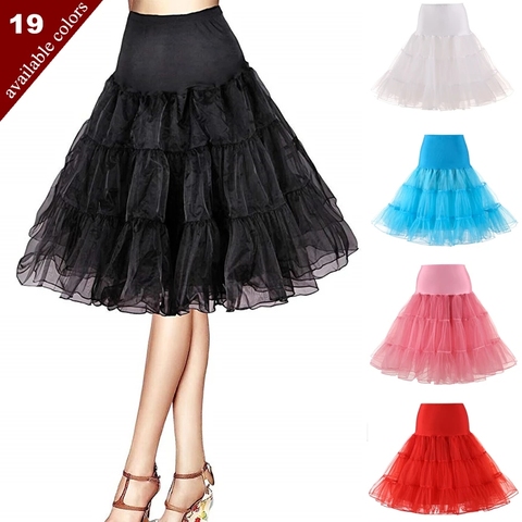 Free Short Organza Halloween Petticoat Lolita Rockabilly Ruffle Vintage Women's 50s Crinoline Tutu Underskirt 26