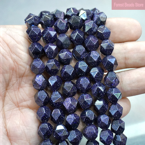 Natural Stone Faceted Dark Blue SandStone Loose Spacers Beads DIY Bracelet Accessories for Jewelry Making 15