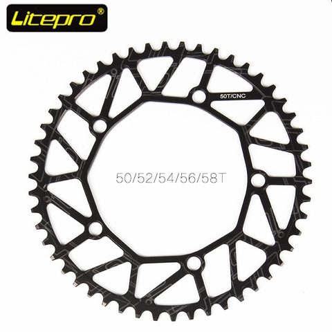 Litepro 130BCD 9 10 11 Speed Hollow CNC Alloy Single Disc Chain Wheel Road Folding Bike Chain Wheel 50/52/54/56/58 T Chain ring ► Photo 1/6