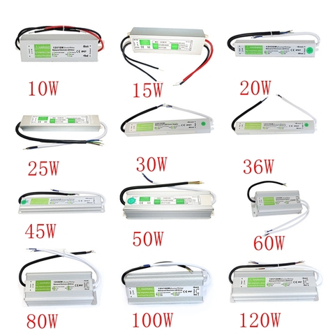 LED Transformer Power Supply Adapter DC12V/24V 10W/20W/30W/36W/50W/150W Waterproof ip67 LED Driver Transformer for strip light ► Photo 1/6