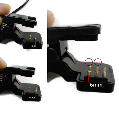 New TW64 68 for Smart Watch Universal USB Charging Cable Charger Clip 2/3 Pins Space between 4/5.5/6 mm Black ► Photo 1/6