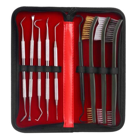 9pcs/Set Gun Cleaning Kit Set 3 Brass Steel Nylon Brush + 6 Stainless Steel Nylon Pick Tactical Rifle Pistol Gun Cleaning Tool ► Photo 1/6