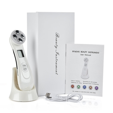 RF Facial Skin Rejuvenation EMS Mesotherapy Face Lifting 5 in 1 Beauty Radio Frequency LED Photon Blackhead Acne Wrinkle Remover ► Photo 1/6