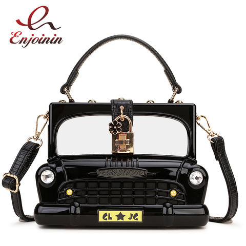 Fashion Black Car Shape Acrylic Box Shape Women Handbag Shoulder Bag Purse Crossbody Bag Female Party Clutch Bag Designer Bag ► Photo 1/6