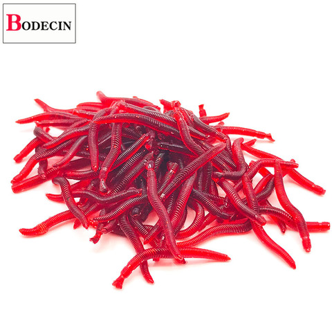 Soft Silicone Lure Simulation Earthworm For Fishing Lures Tackle Wobblers 100PCS  Red Worm Lifelike Fishy Smell Artificial Bait ► Photo 1/6