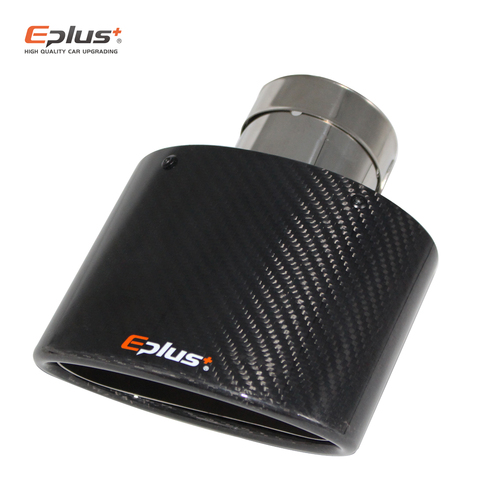 EPLUS Glossy Carbon Fiber Car Mufflers Tip Exhaust Pipe Nozzle Decoration Universal Stainless Silver Oval Width 150mm Or 105mm ► Photo 1/6
