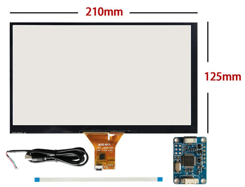 9 inch 210mm*125mm Capacitive Touch Digitizer Raspberry Pi tablet PC navigation Touch screen panel Glass+USB Driver board ► Photo 1/1