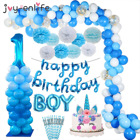 QIFU 1 Birthday Boy 1st Birthday Party Decorations Kids My First Birthday  Blue Party Decor Foil Balloons Baby Boy I AM ONE YEAR - Price history &  Review