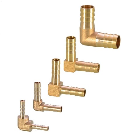 Brass Hose Barb Fitting 90 Degree L Right Angle Elbow Barbed  Pipe Connector Joint 4mm-19mm ► Photo 1/2