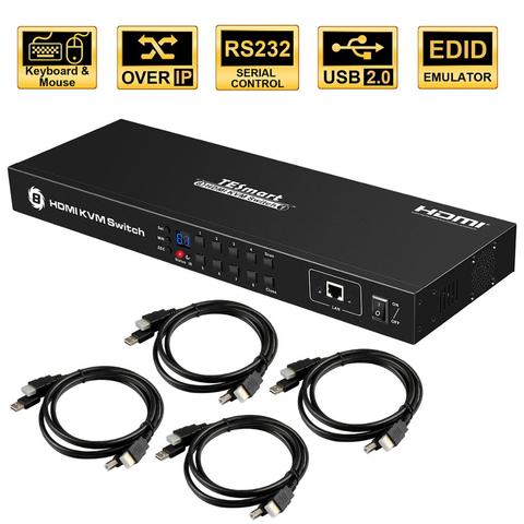 HDMI KVM Switch, 8 Port USB HDMI Switches, 8 in 1 Out KVM with IR