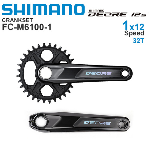 SHIMANO DEORE M6100-1 MTB Crankset - 2-PIECE CRANKSET - 172 mm Q-factor - Chain Line 52 mm - 1x12-speed  Original parts ► Photo 1/2