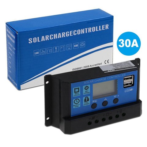 30A LCD Solar Laderegler PWM USB Charge Panel Controller Regulator Auto 12V 24V