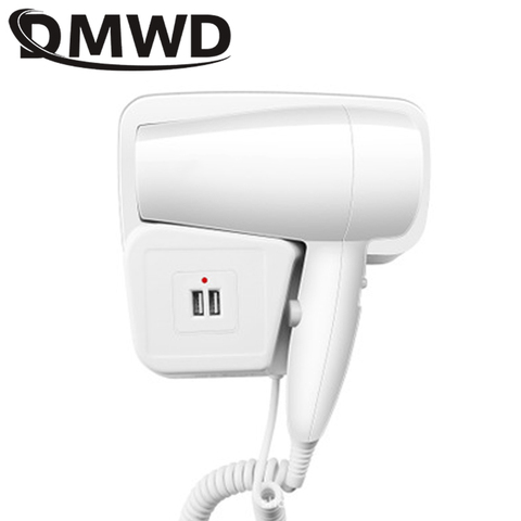 DMWD Powerful Electric Hair Dryer Hanging Wall Mount Hotel Bathroom Quick-drying Hot Cold Air Blower With Socket Blow Hairdryer ► Photo 1/4