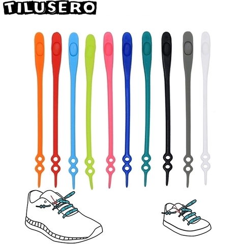 14pcs/set Waterproof Silicone Shoelace Safty Shoes Accessories Round Elastic Shoelaces No Tie Lazy Shoe laces ► Photo 1/6