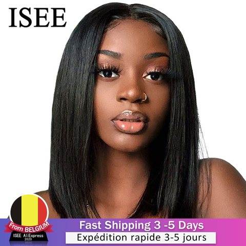 Straight Bob Human Hair Wigs 4X4 Lace Closure Bob Wigs Straight Short Bob Wig ISEE HAIR Malaysian Lace Frontal Human Hair Wigs ► Photo 1/6