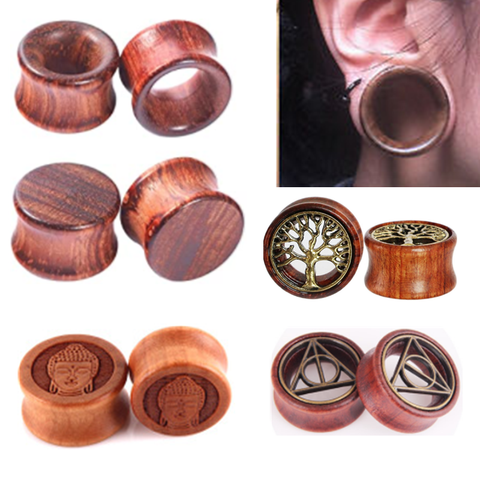 1Pair Wood Ear Plug And Tunnel Earring Ear Guages Plug Stretcher Expander Dermal Piercing Oreja Mujer Stretcher Men Body Jewelry ► Photo 1/6