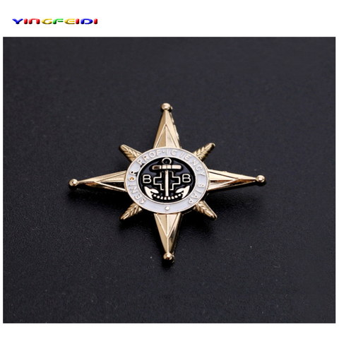 Trendy Accessories Octagonal Star Classic Graphic Anchor Metal Navy Brooch Badge ► Photo 1/5