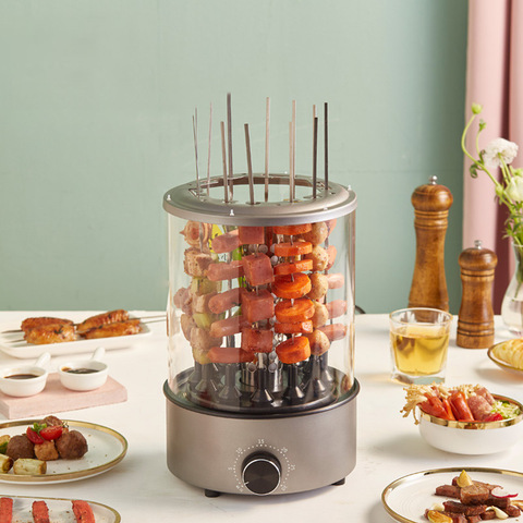 Electric Grill Barbecue Machine Timing Household Autorotation Kebab Machine Small smoke-free BBQ Maker Doner Meat Kabob Cooker ► Photo 1/1