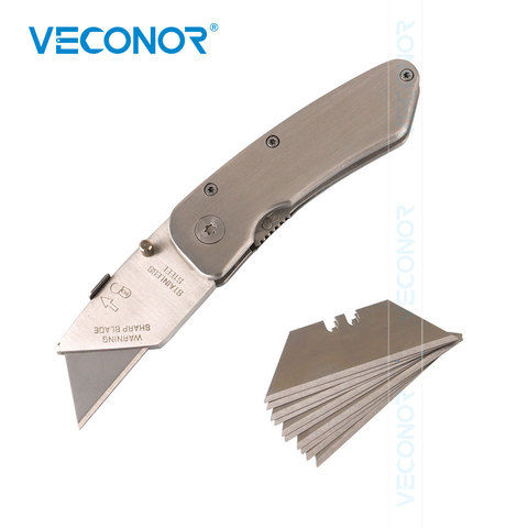 Stainless Steel Utility Knife Foldable Cutter Hand Cutting Tools Sharp Head with blades for Woodworking Outdoor Camping Use ► Photo 1/6