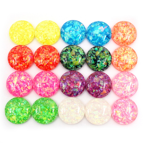 6/8/10/12/14/16/18/20mm New Fashion Mix Color Built-in metal foil Flat back Resin Cabochons Cameo  ► Photo 1/4