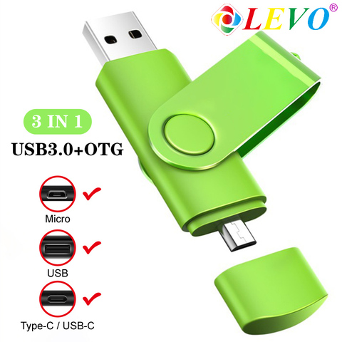 New OTG USB Flash Drive 3 in 1 USB3.0 & Type-C & Micro USB Pen Drive 256GB 128GB 64GB 32GB USB Stick Pendrives ► Photo 1/6