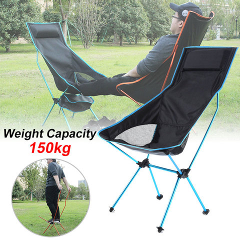 Foldable Camping Chair Portable Fishing BBQ Hiking Beach Ultra Light Chair Outdoor Moon Chair High Load 150kg Folding Chair 캠핑의자 ► Photo 1/6