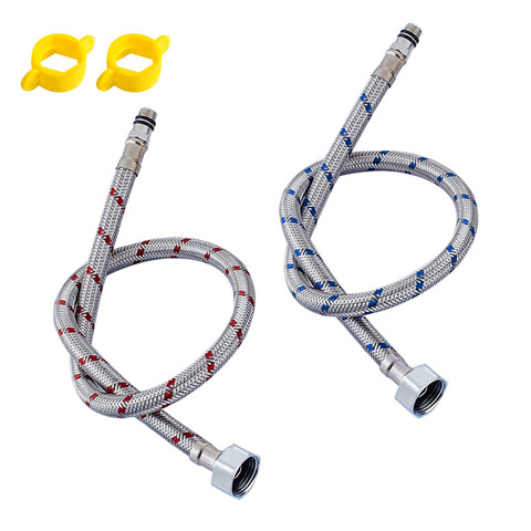G1/2 G3/8 G9/16 50cm 1 pair Stainless Steel Flexible Plumbing Pipes Cold Hot mixer Faucet Water supply pipe Hoses bathroom part ► Photo 1/6
