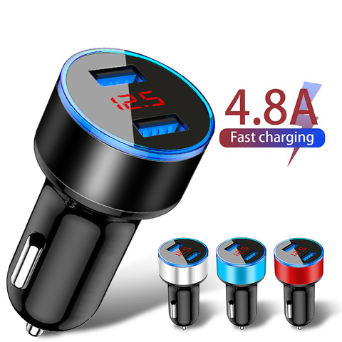 4.8A LED Display USB Phone Charger Car-Charger for Xiaomi Samsung For iPhone 12 11 Pro 7 8 Plus Mobile Phone Adapter Car Charger ► Photo 1/6