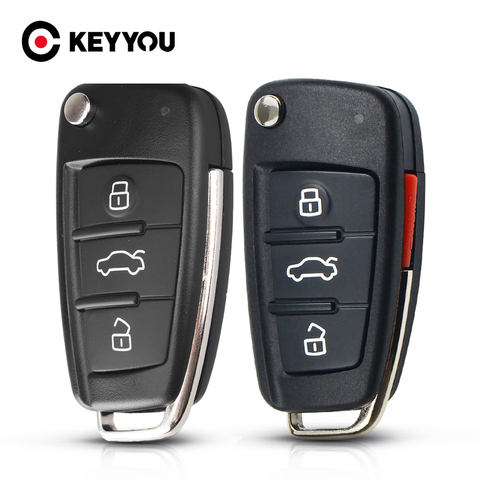 KEYYOU 20x Folding Flip Remote Flip Car Key Case Shell Fob For Audi A6 A6L A2 A3 A4  A8 Q7 TT Key Fob Case 3 Buttons ► Photo 1/6