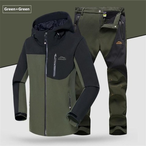 Winter Fleece Windproof Warm Men's Suit Shark Skin Soft Shell Jackets+ Pants Sets Outdoor Hiking Climbing Hunting Sportswear 5XL ► Photo 1/6