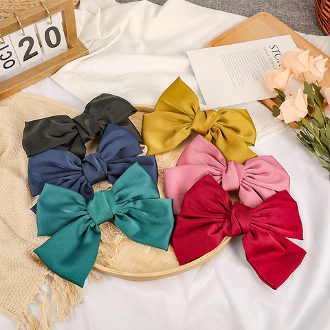 2022 New Women Girls Cute Solid Bow Hair Clips Elastic Hair Bands Sweet Headband Hair Ornament Hairpins Fashion Hair Accessories ► Photo 1/6