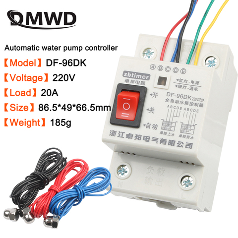 DF-96ED Automatic Water Level Controller Switch 20A 220V Water tank Liquid Level Detection Sensor Water Pump Controller 2m wires ► Photo 1/6