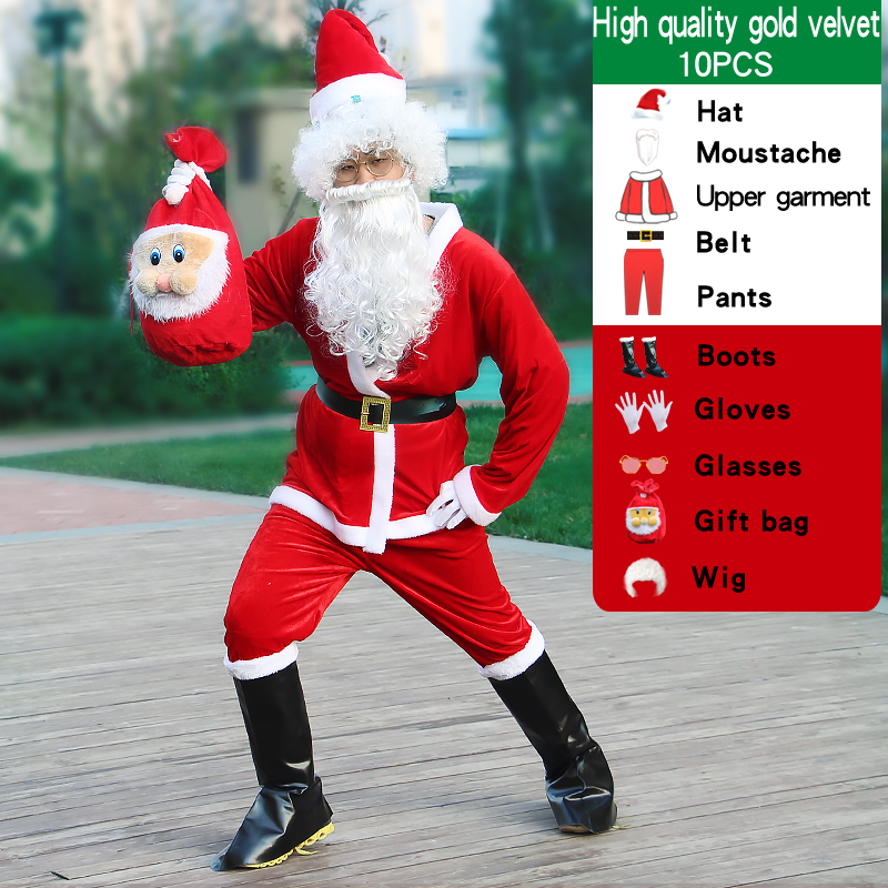 Details about   Christmas Santa Claus Mascot Father Costumes Cosplay Adults Clothing Fancy Dress 