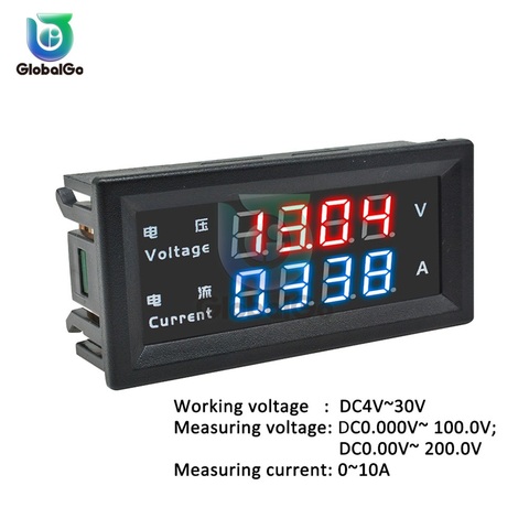 M4430 0-200V/10A upgraded version Four-bit Voltage Current Meter Red Blue Five Wire Voltmeter Ammeter 100V ► Photo 1/6