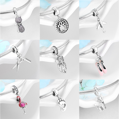 High quality 925 Sterling Silver Beautiful Owl Flamingo Charms pendants Bead Fit Original Kataoka charm Bracelet Bangles Jewelry ► Photo 1/6