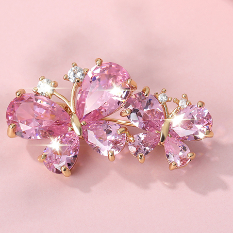 Pink Rhinestone Brooches for Women Butterfly Brooch Wedding Fashion Jewelry Gift Women Cute Zinc Crystal Butterfly Enamel Pin ► Photo 1/6
