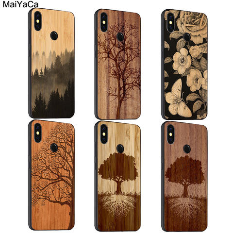 Tree Flower Bamboo Wood Case For Xiaomi Redmi Note 8 9 Pro 8T 9S 9C 9A Mi 10T 9T A3 Mi Note 10 Lite For POCO X3 ► Photo 1/6