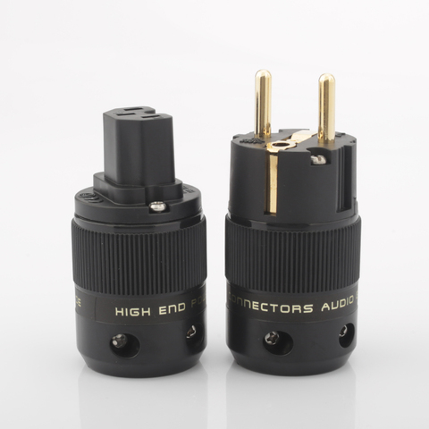 One Pair High End 24K Gold Plated Schuko AC power plug+IEC power connector audio power adapter connector plug ► Photo 1/6