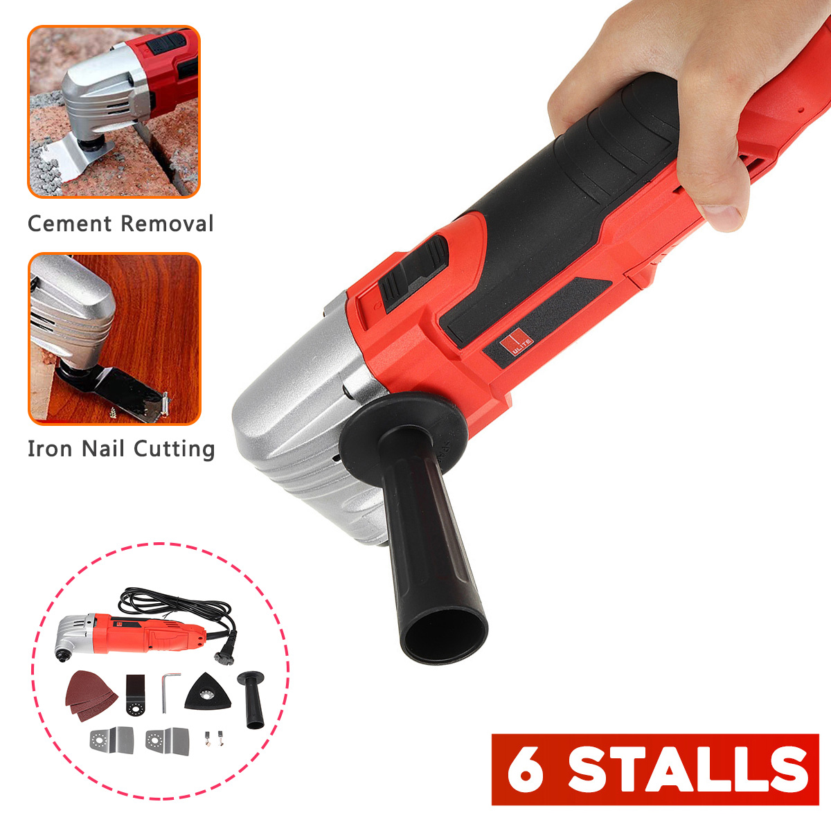 Becornce 720W 220V 6 Variable Speed Sander Swing Tool Set Cutting Machine Multi-Purpose Oscillating Polishing Trimming Tools ► Photo 1/6