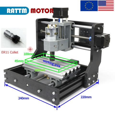 EU / US Ship CNC Desktop mini laser engraving milling machine 1610 Pro diy Wood Router Woodworking machine with ER11 Collet ► Photo 1/6