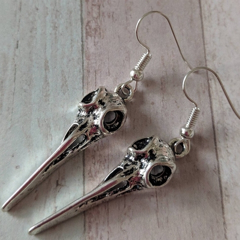 Bird Skull Earrings, Gothic Jewelry, Gifts for Her, for Him, Goth Earrings, Punk Earrings, Bird Earrings ► Photo 1/3