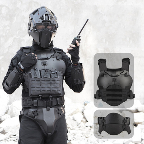 Bulletproof Plate Tactical armor suit with elbow breastplate, crotch waist seal and adjustable PC material ► Photo 1/6