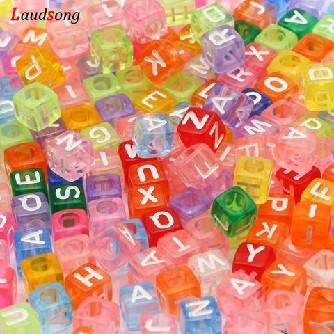 100/200/300/400/500pcs Mixed Letter Acrylic Beads Square Loose Alphabet Beads For Jewelry Making Diy Bracelet Necklace ► Photo 1/6