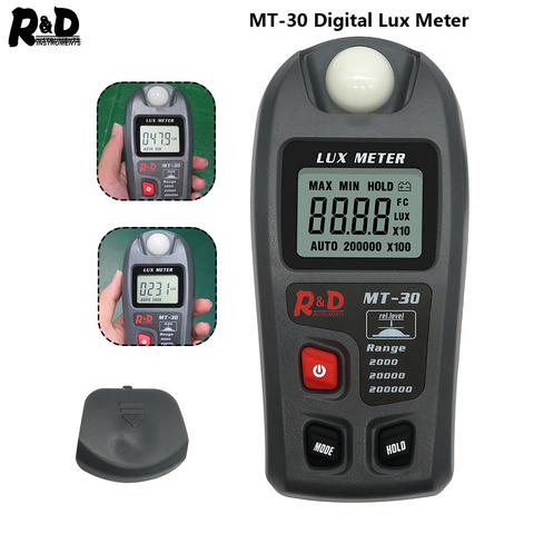 R&D MT30 Lux meter 0~200,000lux Range light meter pocket design illuminometer lux/fc photometer tester Enviromental Testing Grey ► Photo 1/6