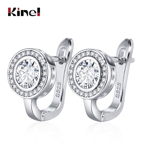 Kinel Trendy Round White Cubic Zirconia Stud Earrings For Women Gold Color CZ Ear Studs Personality Wedding Jewelry Gifts ► Photo 1/6