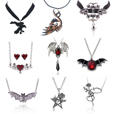 Cool Gothic Plant Animal Necklace for Women Men Gragon Bat Eagle Heart Rose Pendant Necklace Costume Party Jewelry Gifts ► Photo 1/6